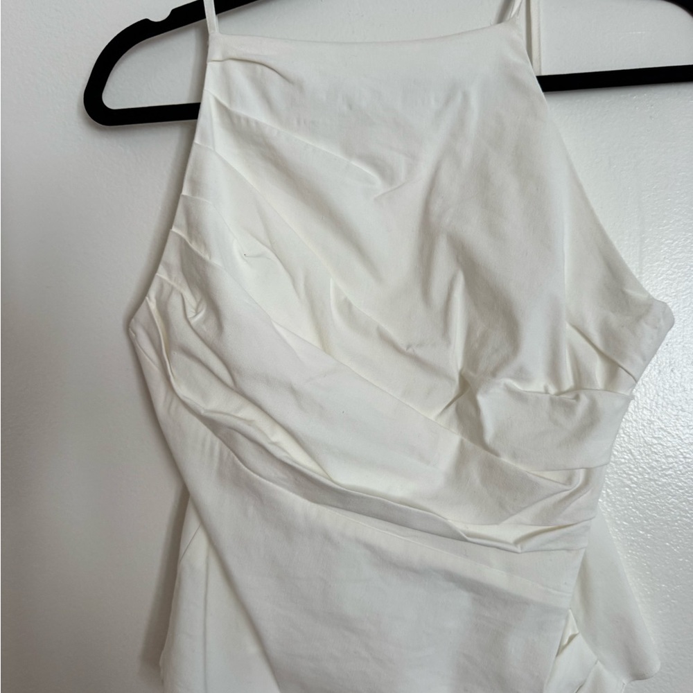 Zara White High-Neck Draped Camisole S